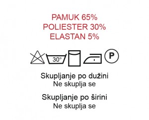 Pamuk 65%, Poliester 30%, Elastan 5%